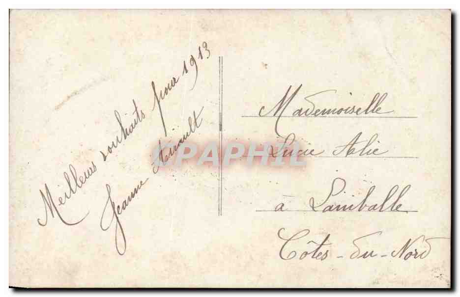Paar unter einem Regenschirm — Frohe Neujahr — anonymer Verleger, Nr. 3505 — Rückseite