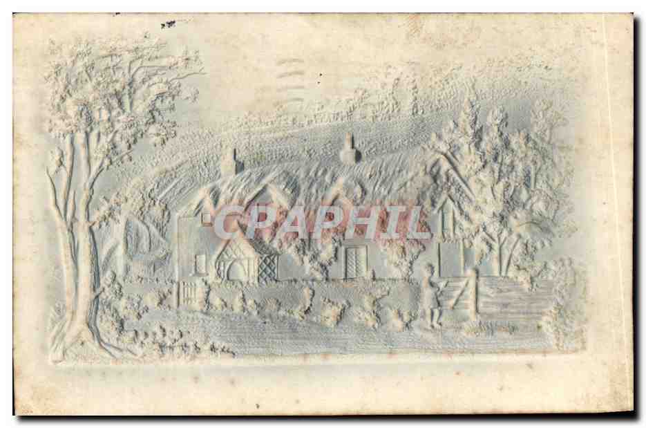 CPA Fantaisie CArte en relief Maison sous la neige