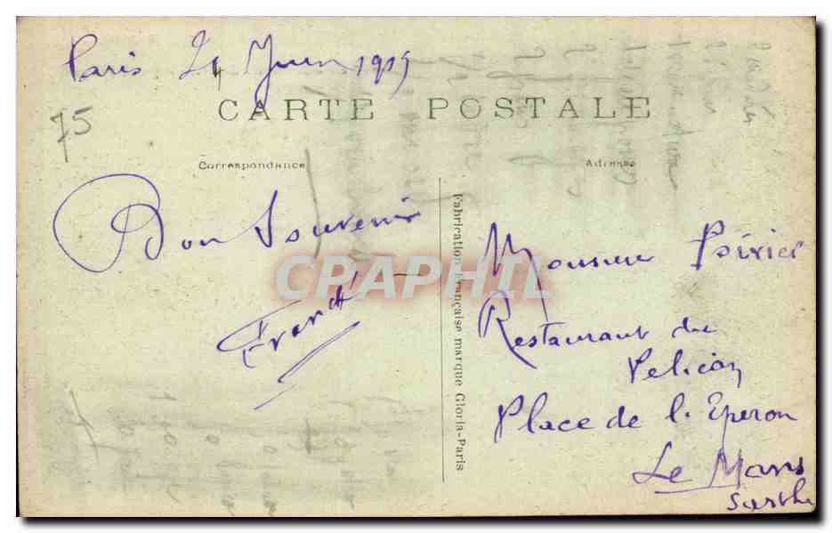 Paris CPA Le petit Palais — Verso
