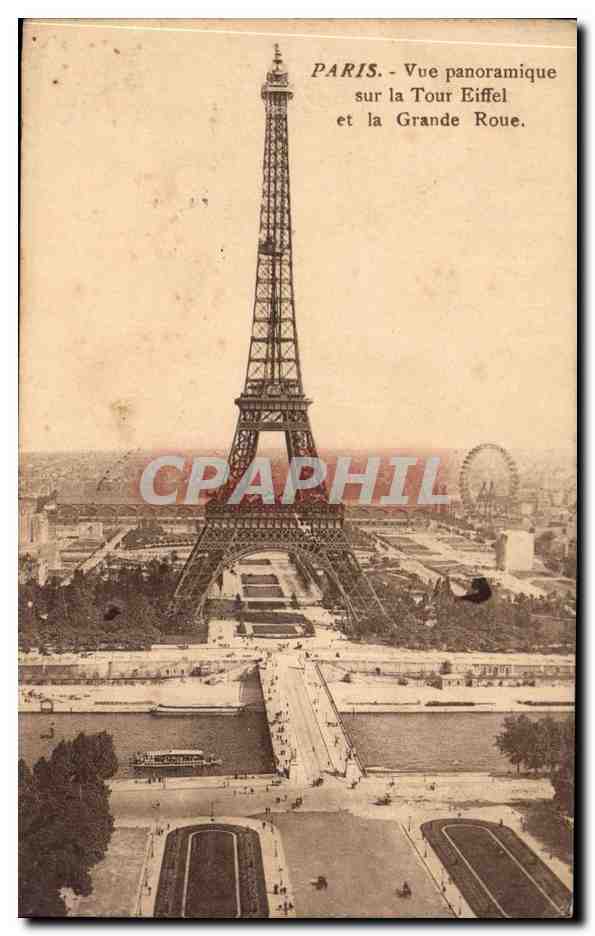 Paris CPA Vue panoramique sur la Tour Eiffel et la grande roue