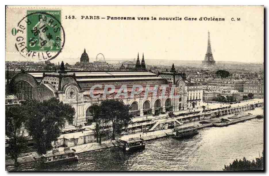 Paris CPA Panorama vers la nouvelle Gare d'Orleans (Tour Eiffel)