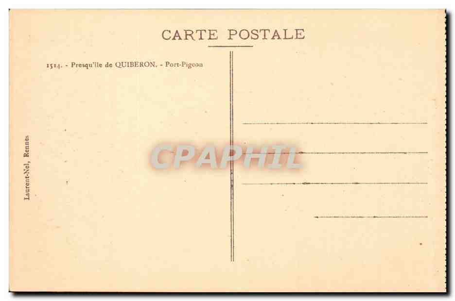 CPA Presqu'ile de Quiberon Port Pigeon — Rückseite