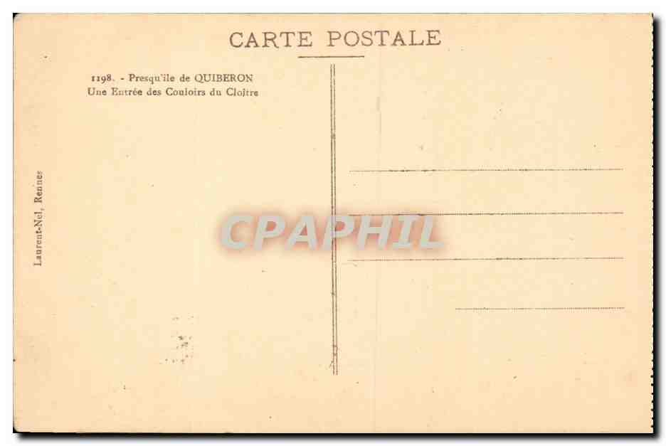 CPA Presqu'ile de Quiberon Une entree des couloirs du cloitre — Rückseite