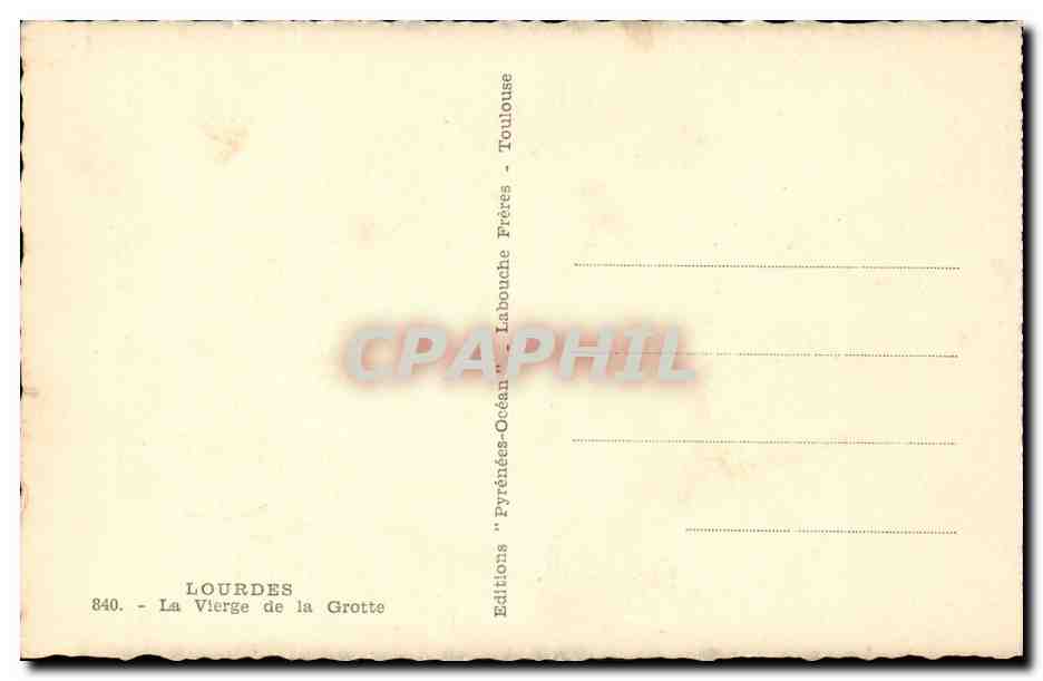 CPA Lourdes Aux pieds de marie j'ai prie pour vous — Verso