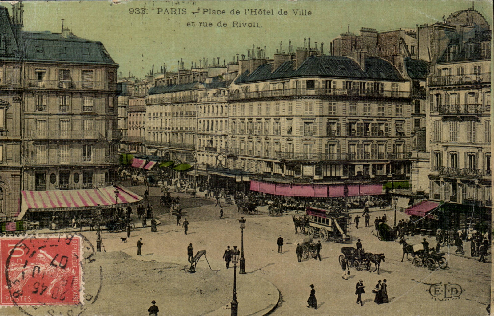 CPA Paris Place de l'hotel de ville et rue de Rivoli