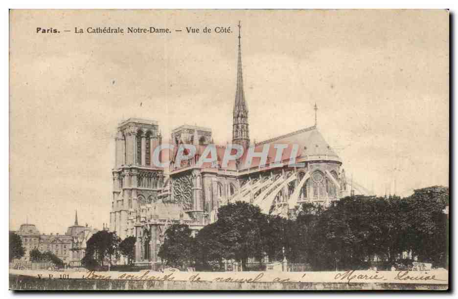 CPA Paris Notre Dame Vu de cote