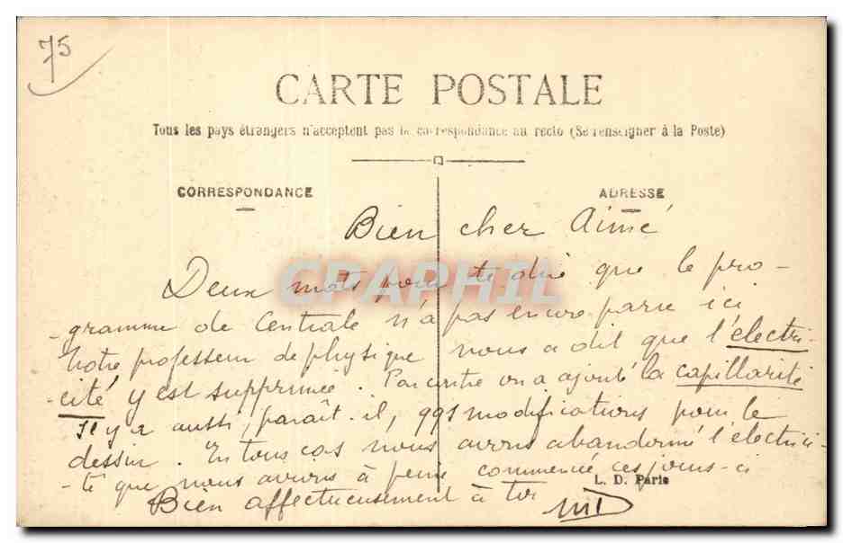 CPA Paris Le Senat et le jardin du Luxembourg — Rückseite