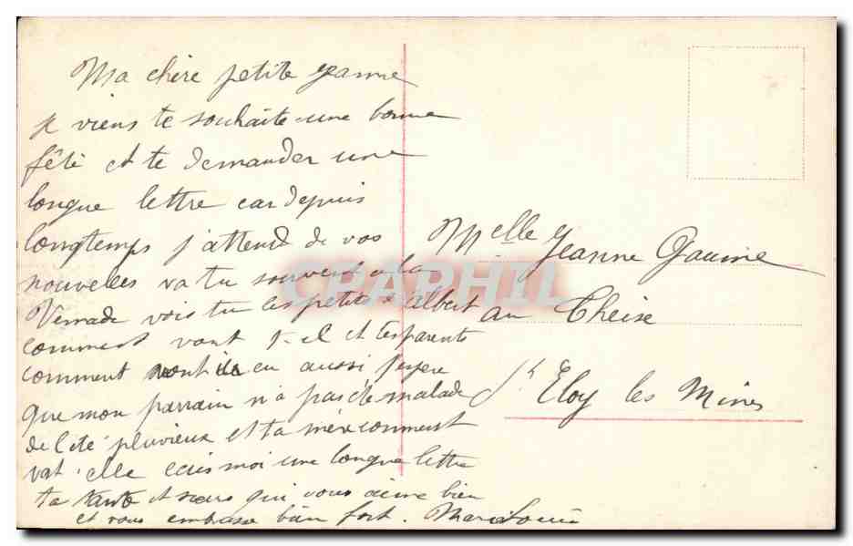 Femme tenant des iris — Bonne Fête — Éditeur inconnu, n° de série non visible — Verso
