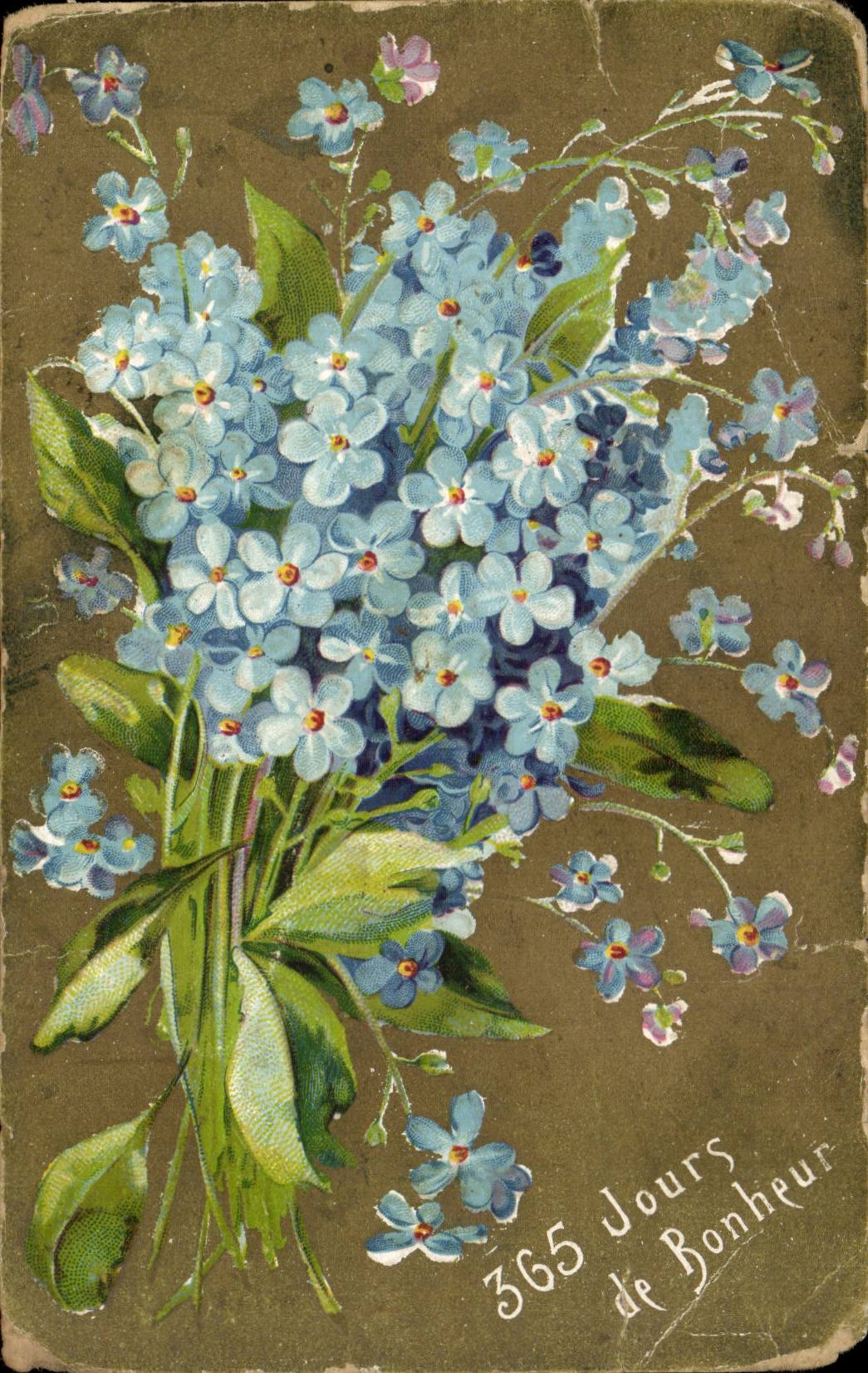 CPA Fantaisie Fleur 365 jours de bonheur