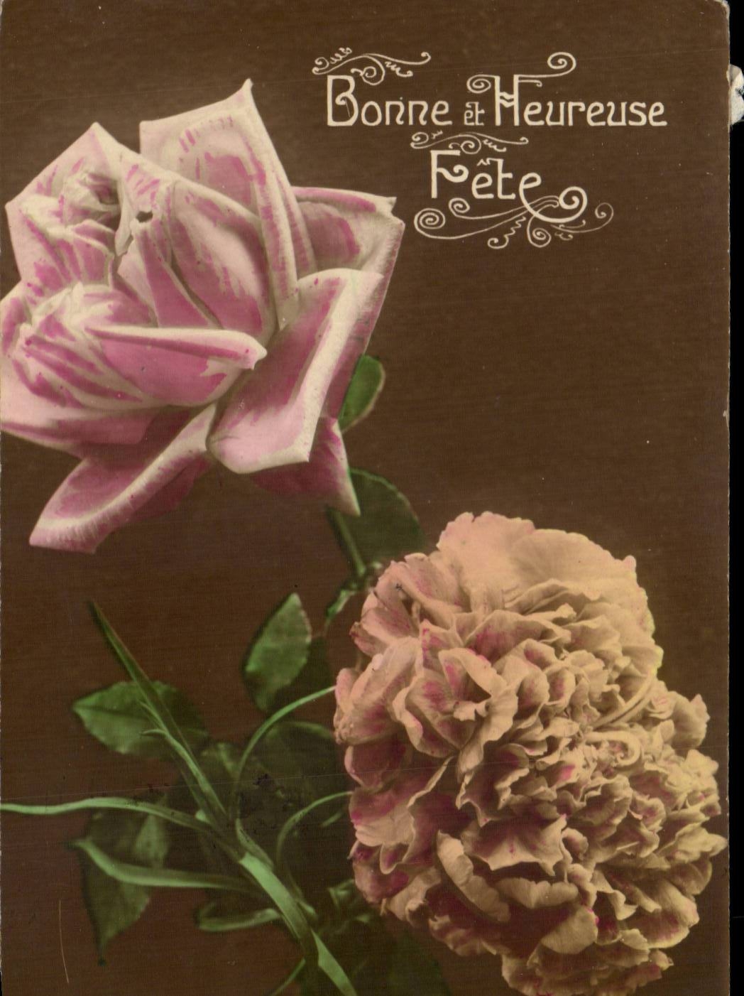 CPA Fantaisie Fleur Bonne et heureuse annee