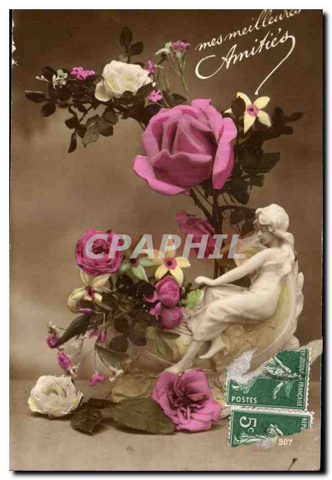 CPA Fantaisie Mes Meilleures amities Rose Fleur