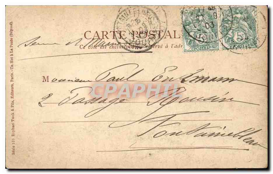 Femme en robe de style victorien — tenant un panier — éditée par Madame Sans-Gène — Verso