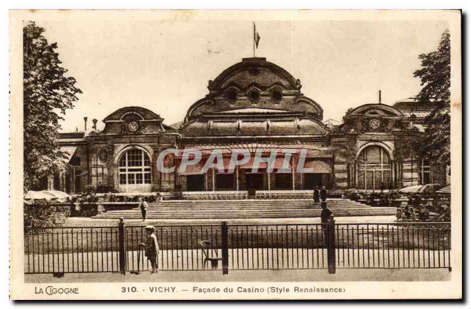 Vichy CPA Facade du casino (style Renaissance)