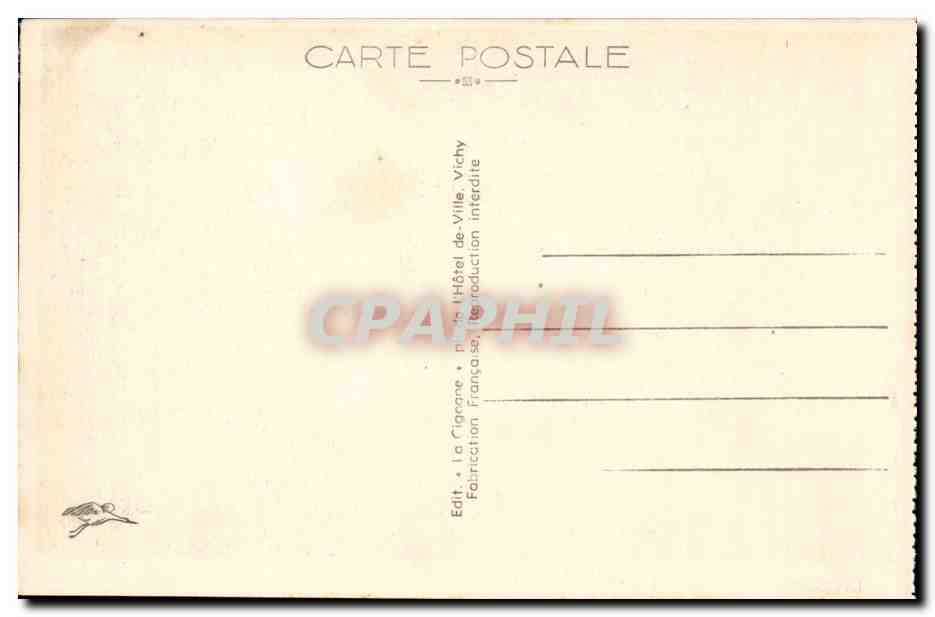 Vichy CPA Galerie couverte et Pergola des sources — Verso