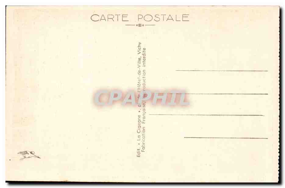 Vichy CPA Le palais des sources — Verso