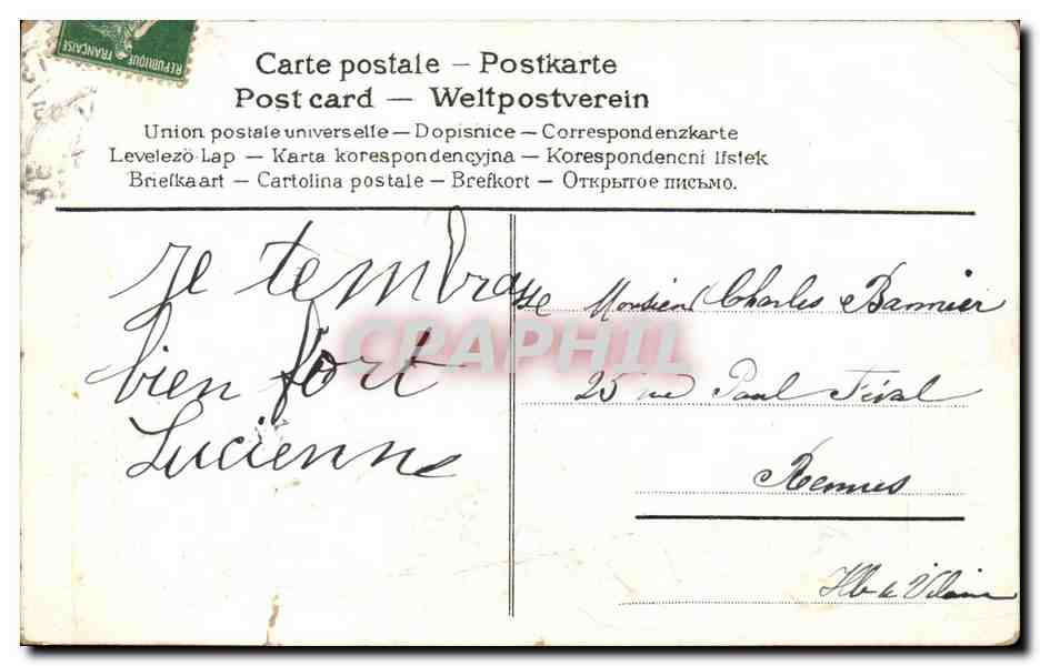 CPA Fantaisie Souvenir affectueux Pierrot — Rückseite