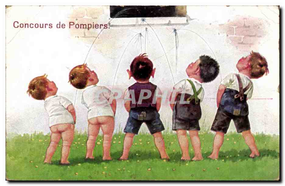 CPA Fantaisie Enfants Concours de pompiers 
