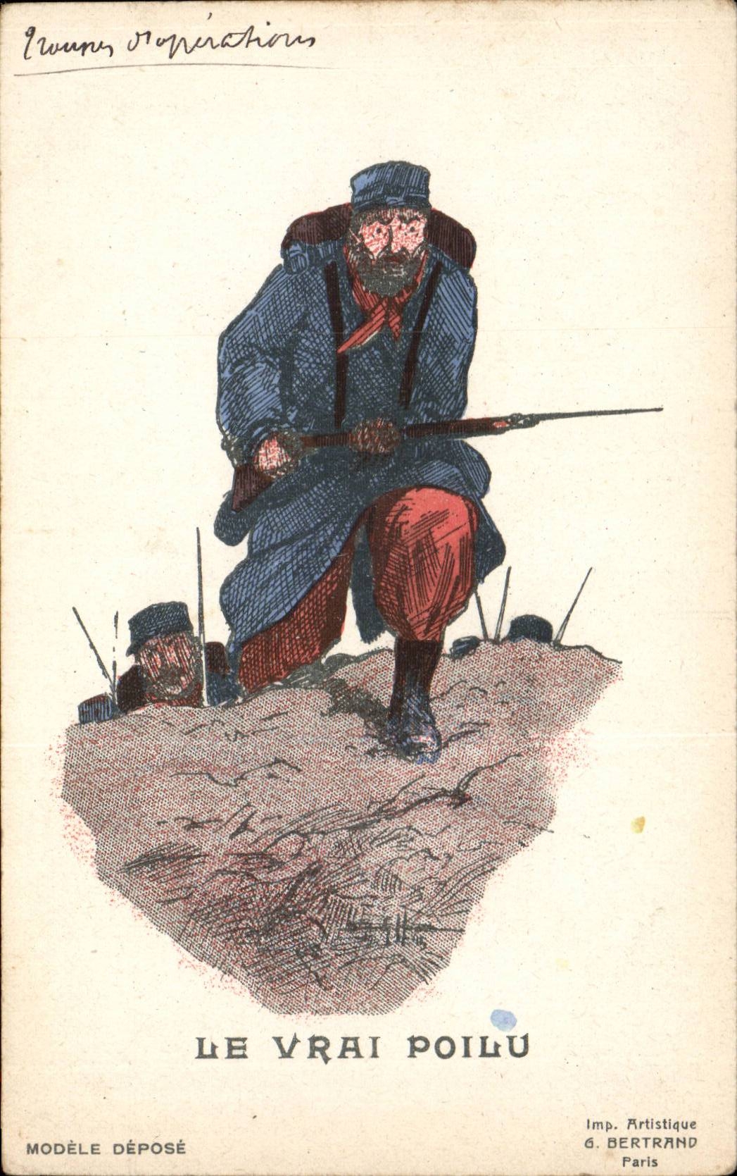 CPA Fantaisie Le vrai poilu (soldat militaria)