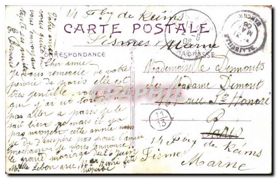 CPA Fantaisie Souvenir printanier Muguets de mai — Rückseite
