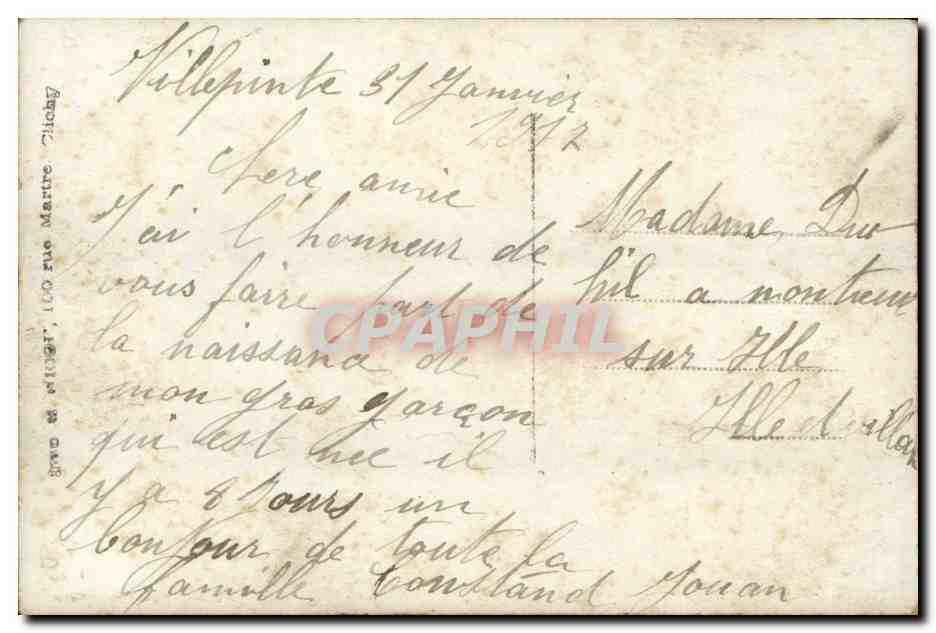 CPA Fantaisie Bebe dans un panier — Rückseite
