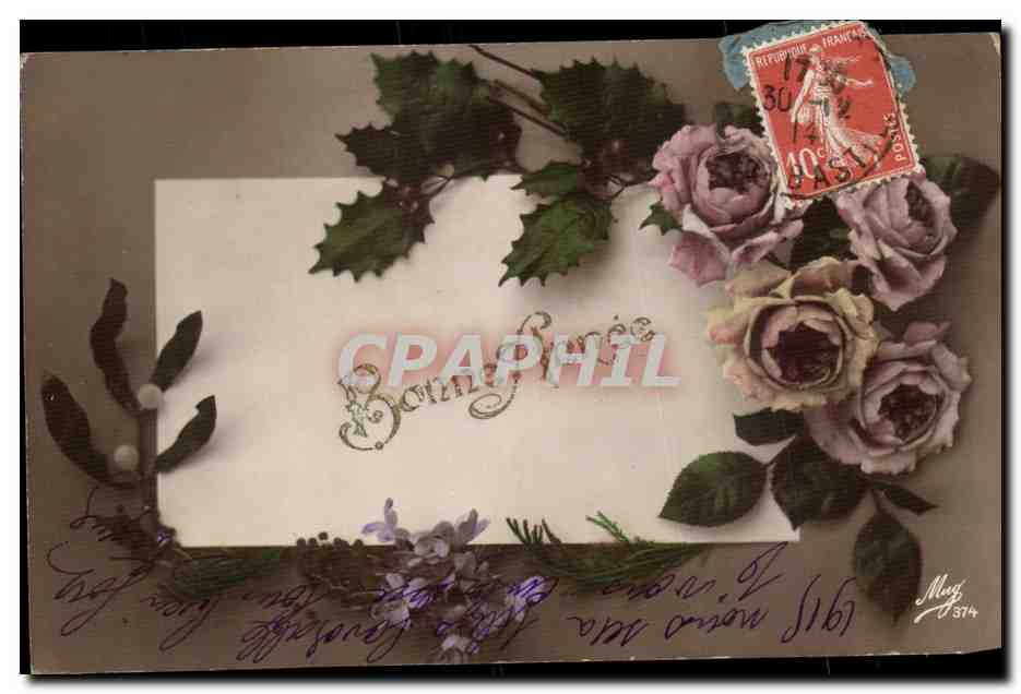 CPA Fantaisie Fleurs Bonne annee