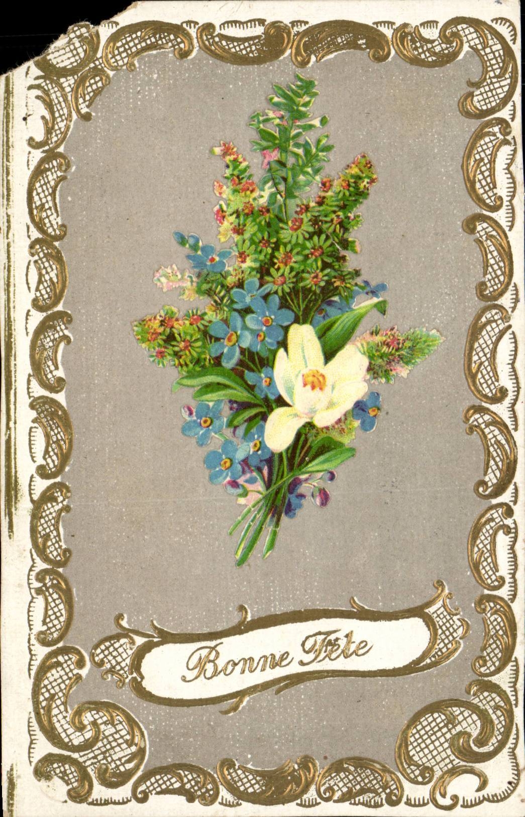 CPA Fantaisie Fleur Bonne fete