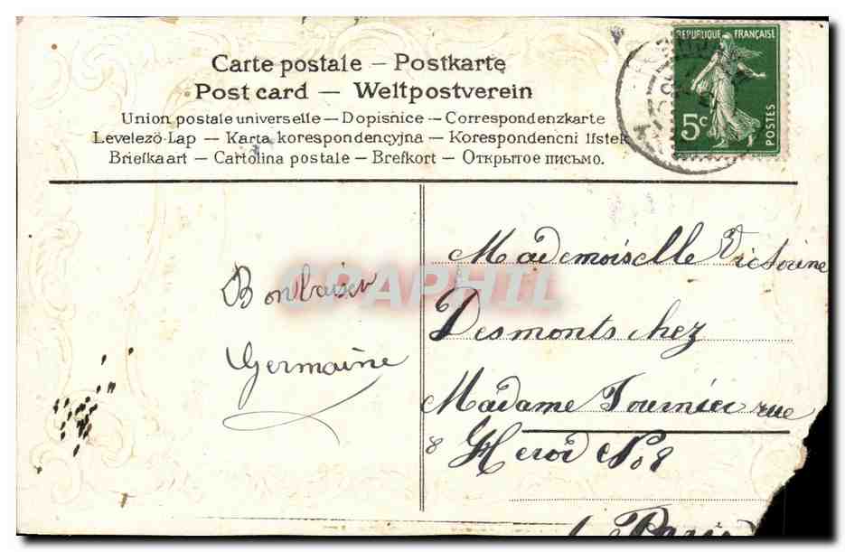 CPA Fantaisie Fleur Bonne fete — Rückseite