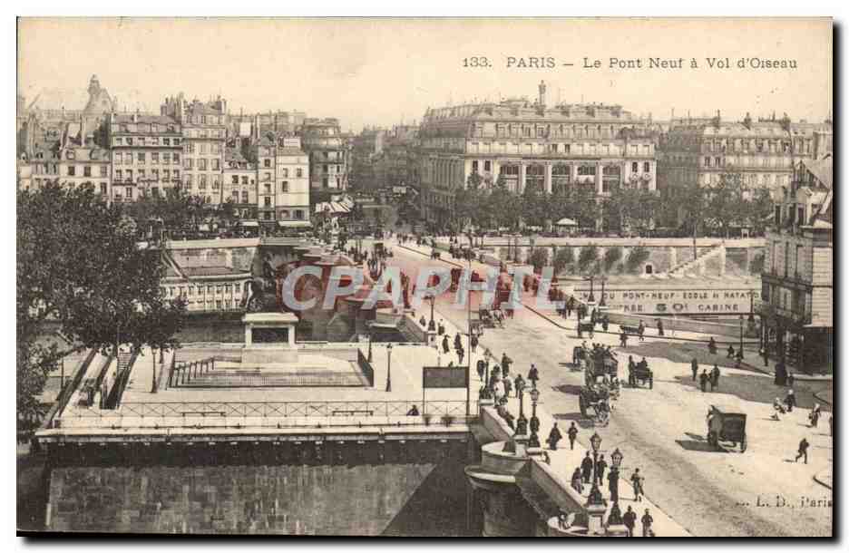 Paris CPA Le pont neuf a vol d'oiseau