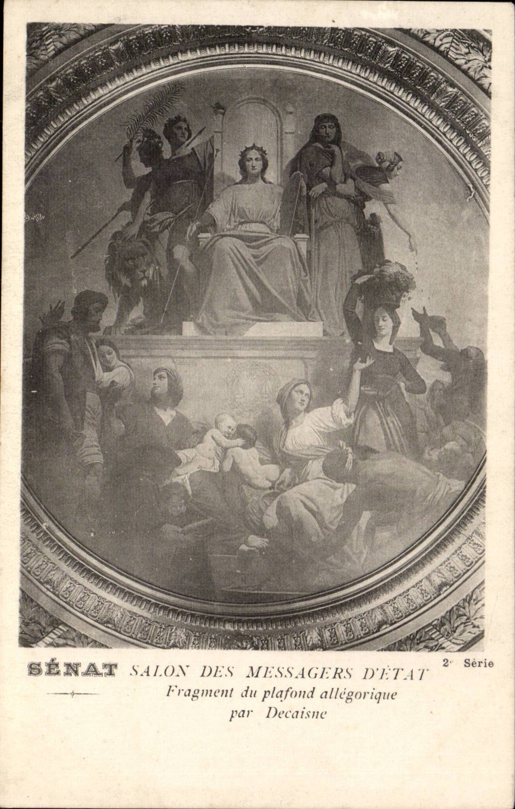 Paris CPA Salon des messagers d'Etat Plafond allegorique par Decasine Senat Luxembourg