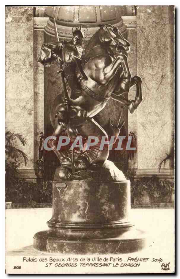 Paris CPA Palais des Beaux Arts de la ville Fremiet St Georges terrassant le Dragon