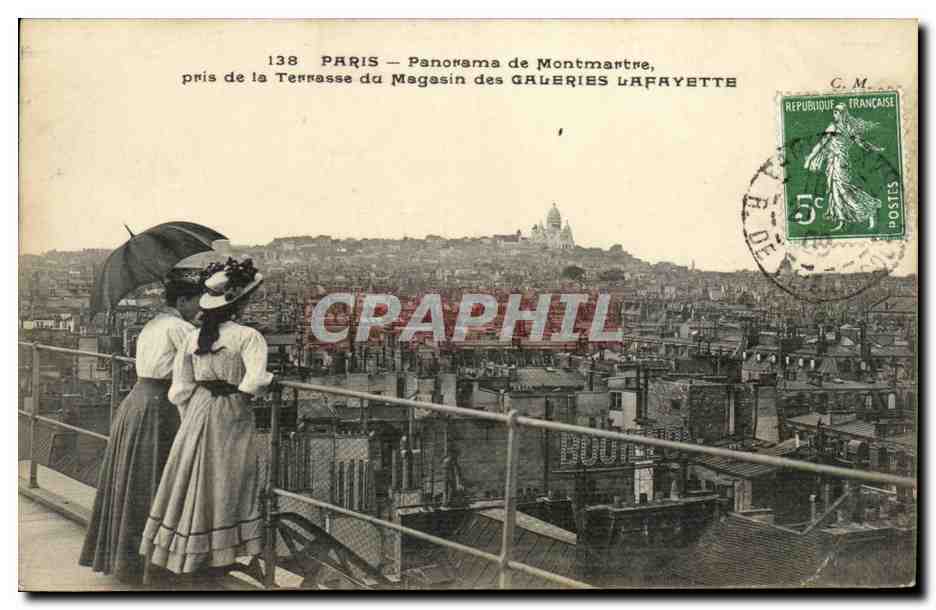 Paris CPA Panorama de Montmartre pris de la terrasse du magasin des Galeries Lafayettes