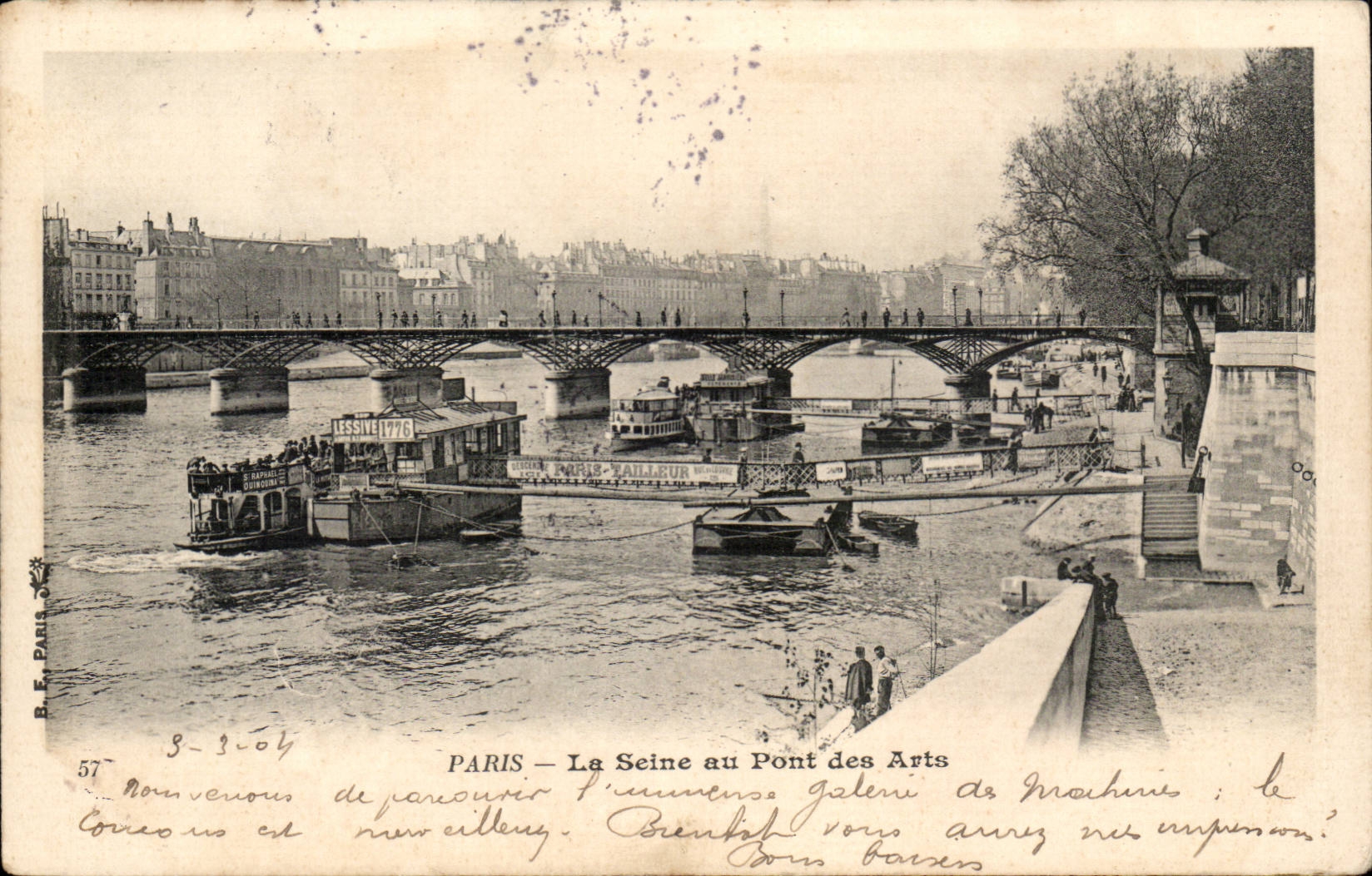 Paris CPA La Seine au Pont des Arts