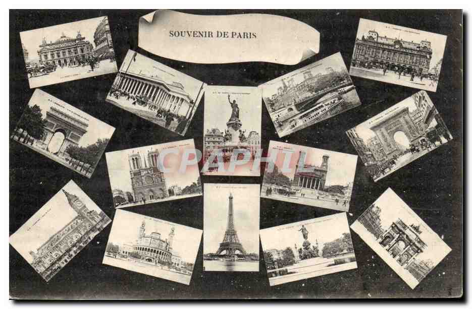 Paris CPA Souvenir Notre Dame Tour Eiffel Opera Lion