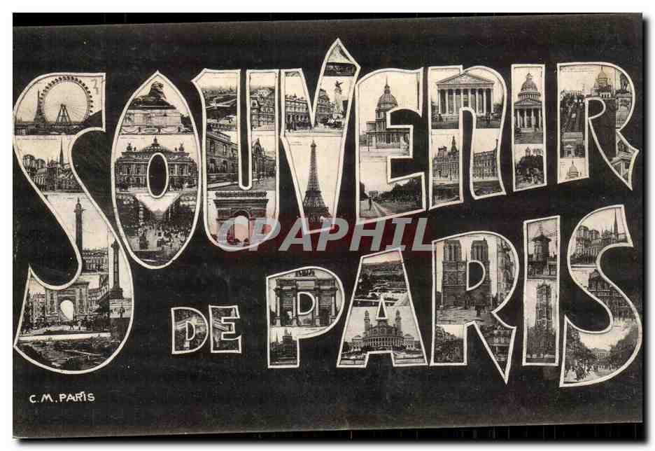Paris CPA Souvenir Notre Dame Tour Eiffel Opera Lion