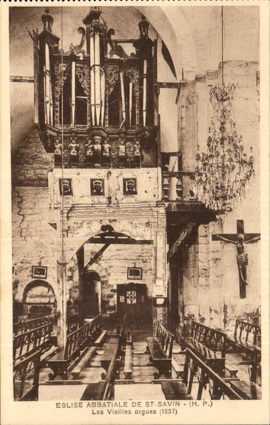 Église abbatiale de St-Savin — Les vieilles orgues (1557) — H. P. - Recto