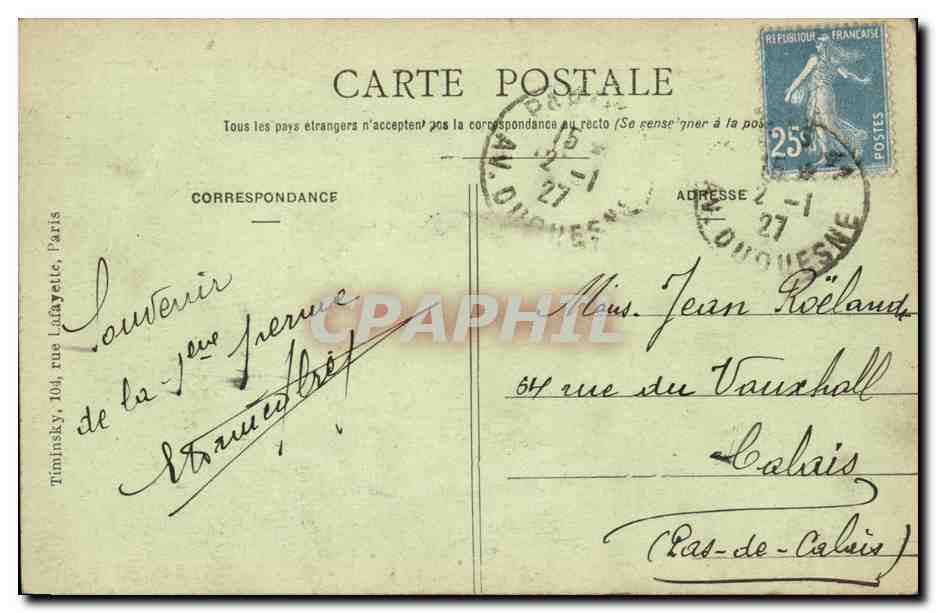 Paris CPA Le Pantheon — Rückseite