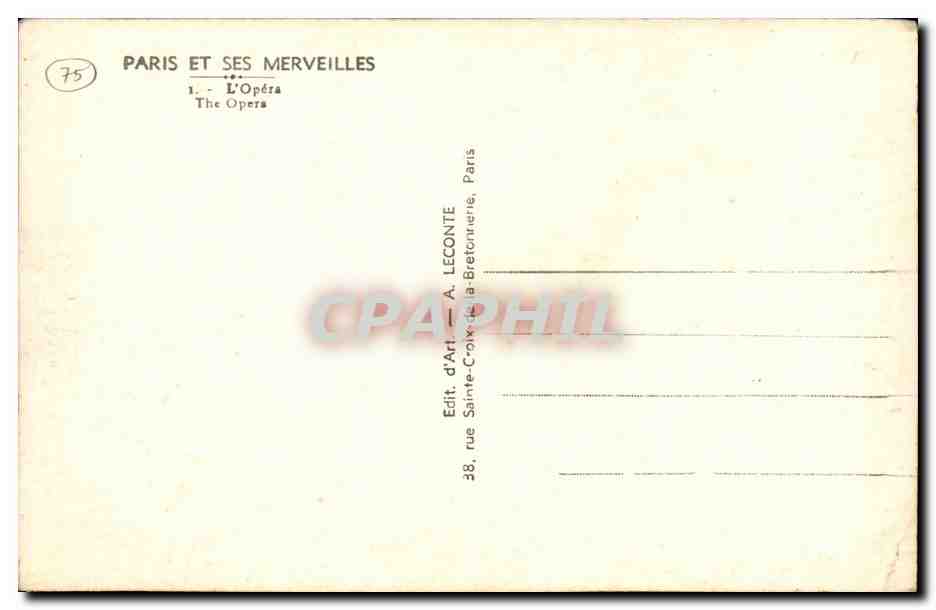 Paris CPA L'opera — Rückseite