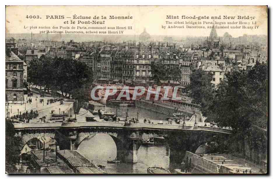 Paris CPA Ecluse de la monnaie et le pont neuf