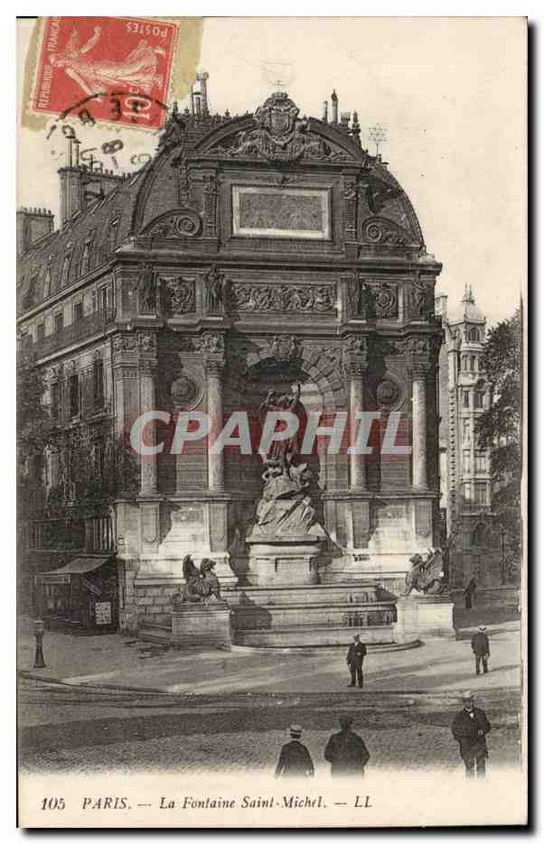 Paris CPA La fontaine Saint Michel