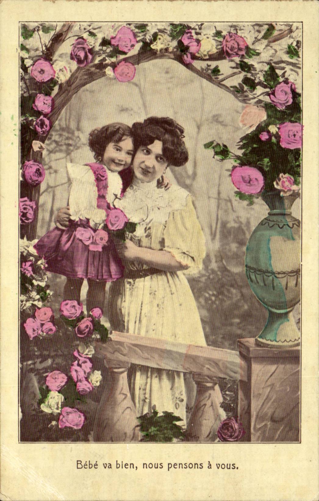 CPA Fantaisie Enfant et femme)