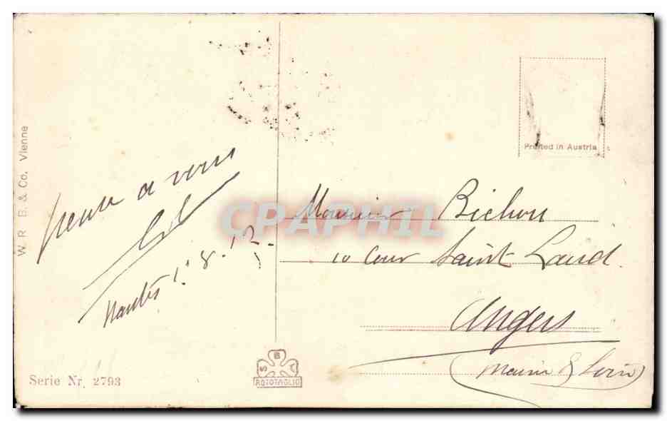 Jeune femme avec guitare — Mignyron — W. R. B. & Co., Vienne, série 2793 — Reverso
