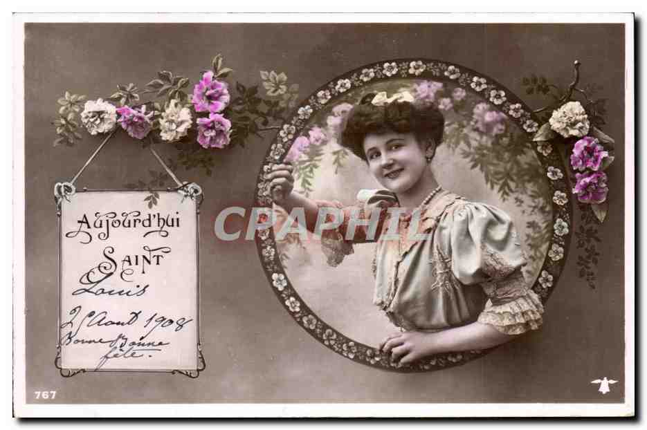 Jeune femme dans un cadre floral — Saint Louis — éditeur anonyme, n° 767