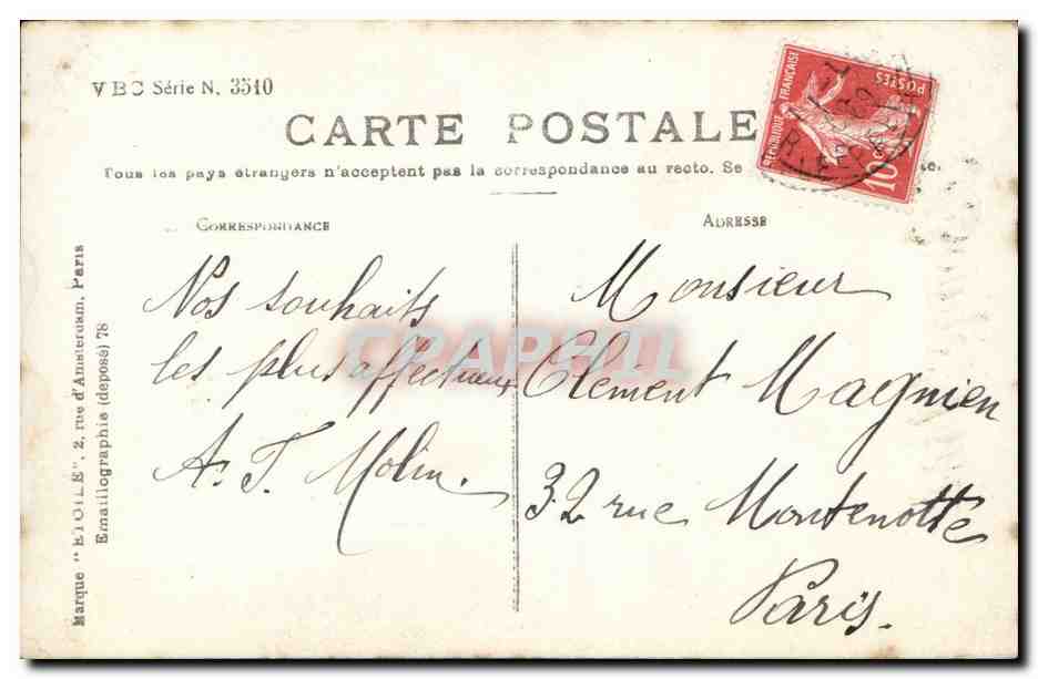 Jeune femme en robe rose — Bonne Année — VBC Série N. 3510 — Rückseite
