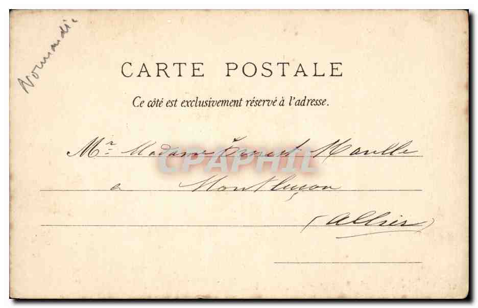 CPA Fantaisie Un bapteme en Normandie (folklore coiffe costume) — Verso