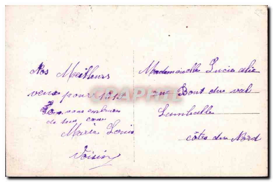 Femme en robe longue et manteau fourré — Bonne Année 1913 — Trisa, n° 3393 — Rückseite