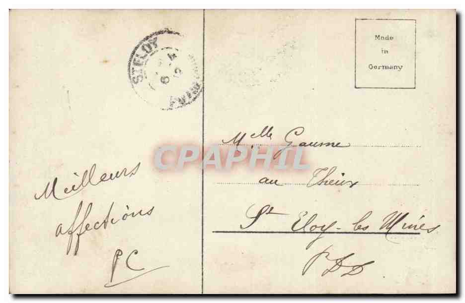 Donna uscendo da un uovo — cartolina colorata — edita in Germania — Verso