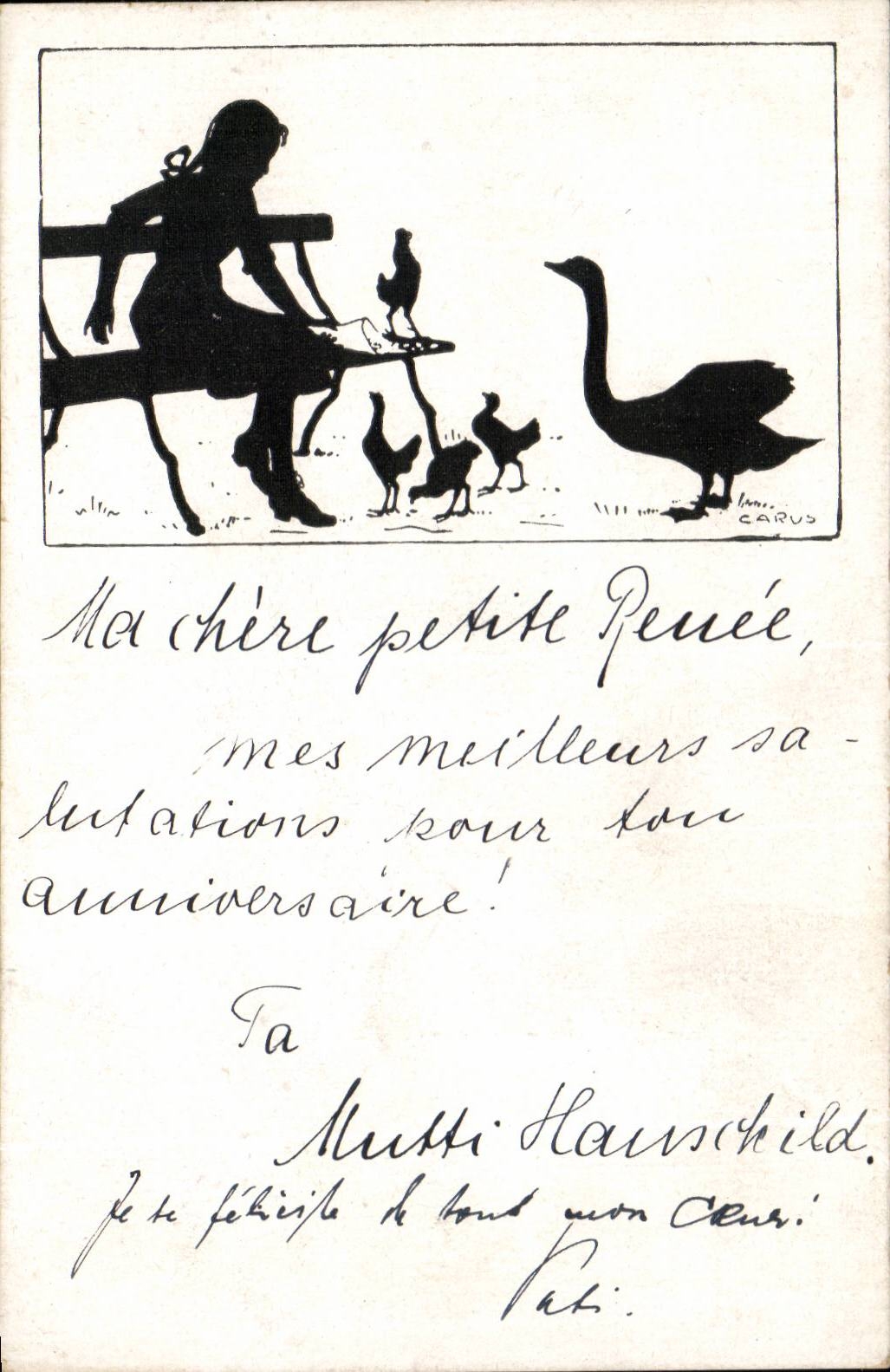 CPA Fantaisie Enfant Poules et cygne