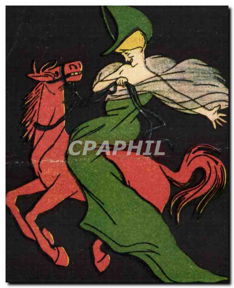 CPA Fantaisie Femme et cheval