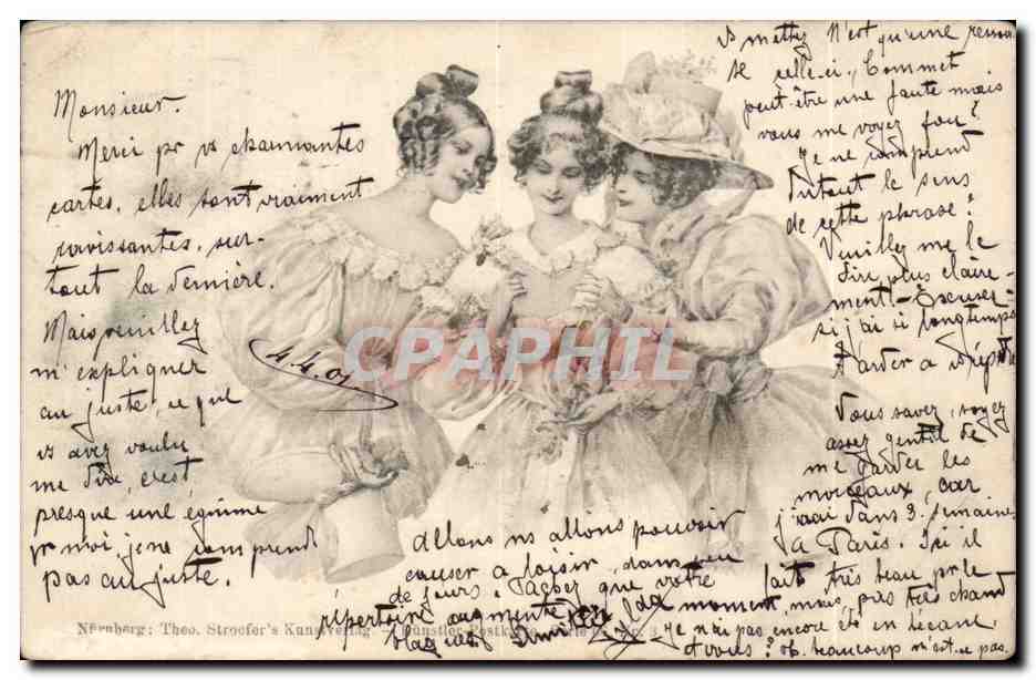 Trois jeunes femmes — illustration — Nösenberg : Theo. Stroofer's Kunstverlag