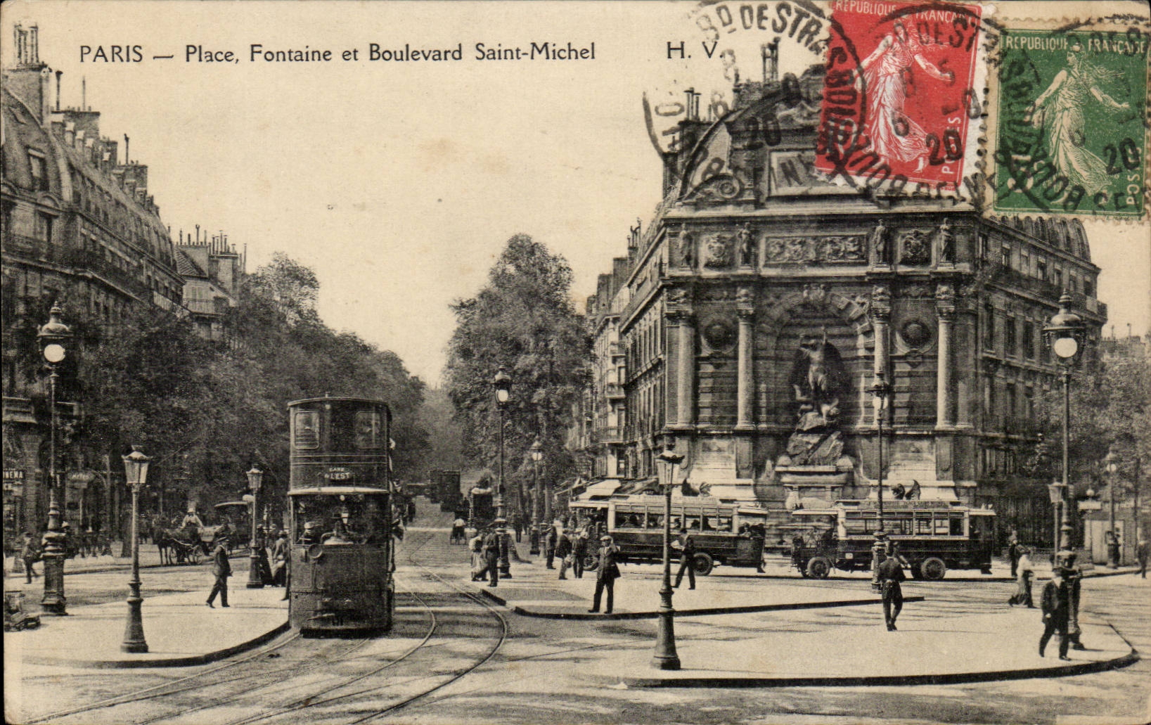 Parigi — Piazza Fontaine e Boulevard Saint-Michel — H.V.